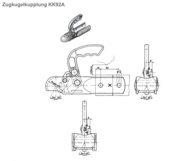 Zugmaul für DDR-Anhänger rund 70mm Rundrohr, HM20 / DDR-Anhänger